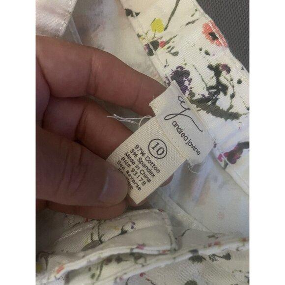AJ Andrea Jovine Floral Skinny Jeans Stretch Denim Size 10 - Picture 6 of 7